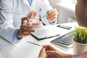 A patient consulting their dentist at a dental clinic